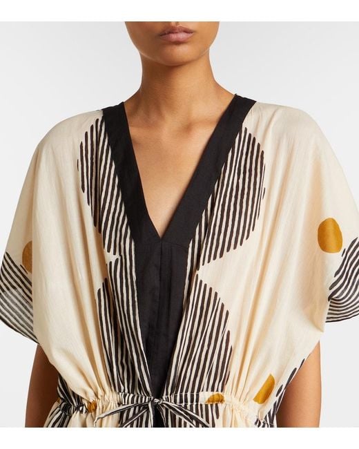 Velvet Natural Amira Printed Cotton Kaftan