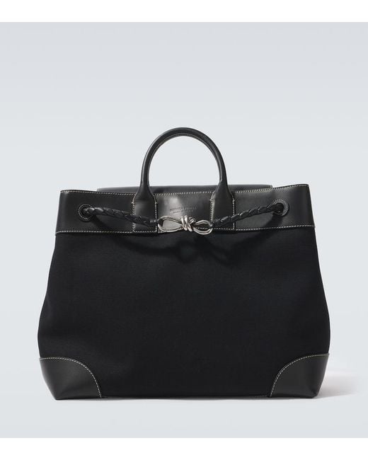 Bottega Veneta Black Andiamo Voyager Leather-Trimmed Tote Bag for men