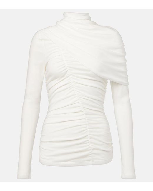 Magda Butrym White Draped Cotton Blouse
