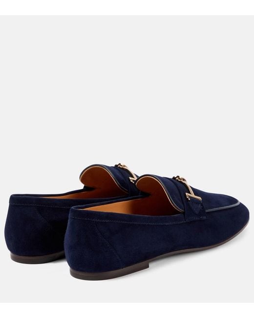 Tod's Blue Suede Loafers