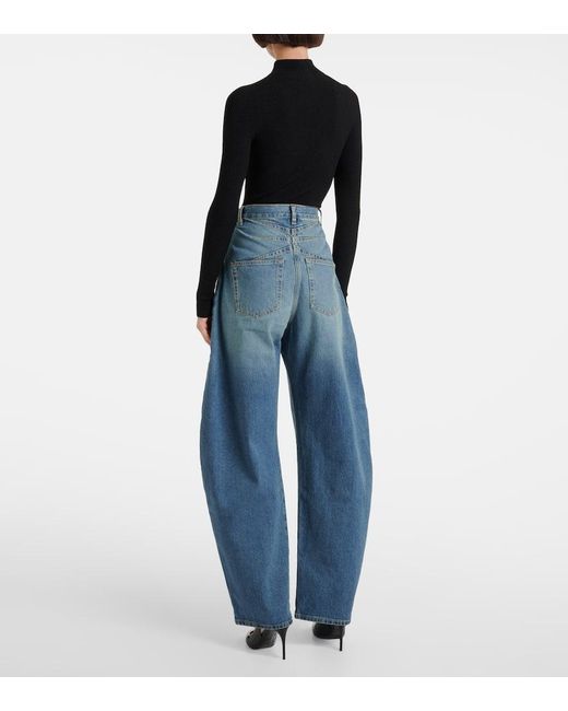 Alaïa Blue High-Rise Barrel-Leg Jeans