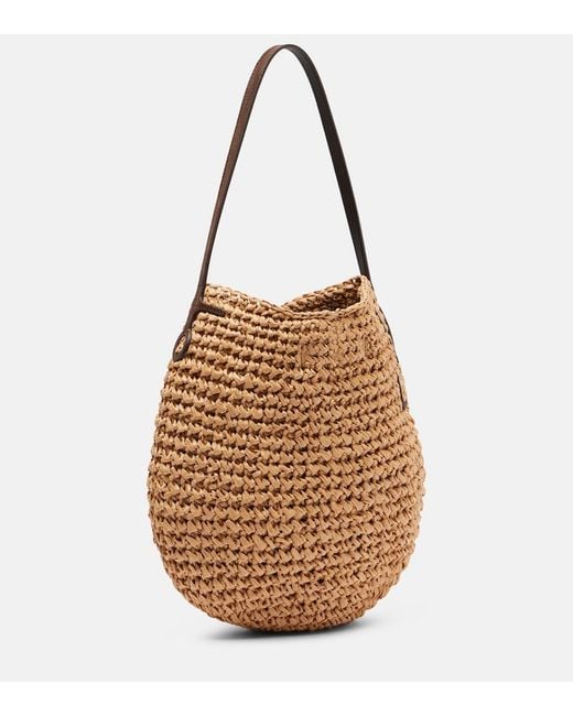 J.W. Anderson Brown Bulb Small Raffia Bucket Bag