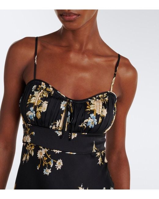 Veronica Beard Black Kieren Floral Silk-Blend Georgette Midi Dress