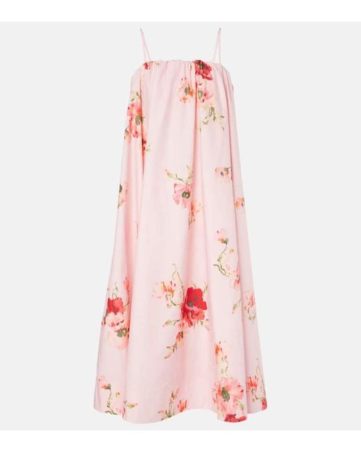 Zimmermann Pink Midikleid Lightburst Puff Aus Baumwolle