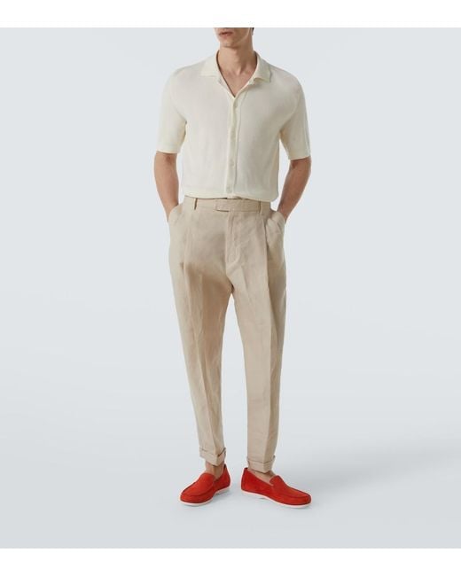 Manolo Blahnik Red Monaco Suede Loafers for men