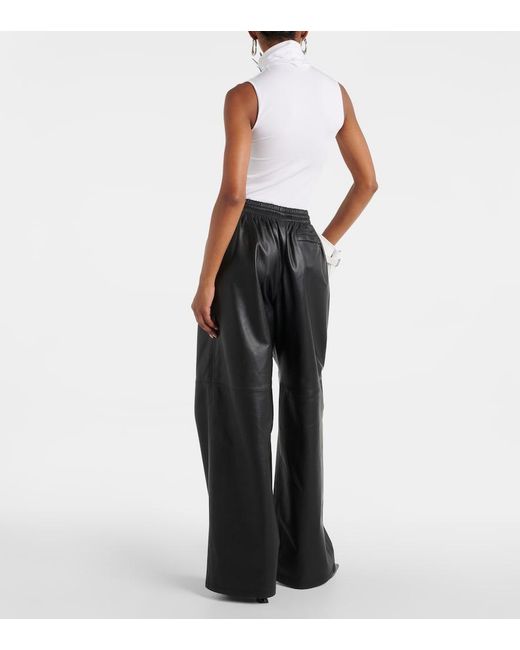 Wardrobe NYC Black Leather Wide-Leg Pants