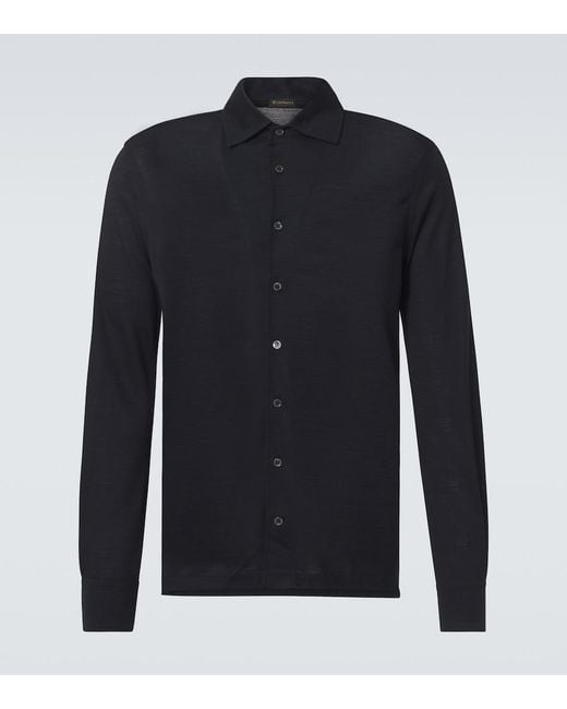 Rubinacci Blue Wool Shirt for men