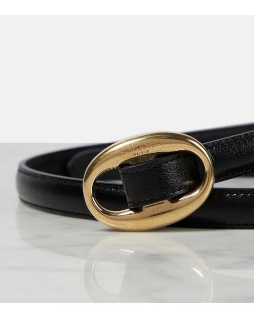 Saint Laurent Black Slim Leather Belt