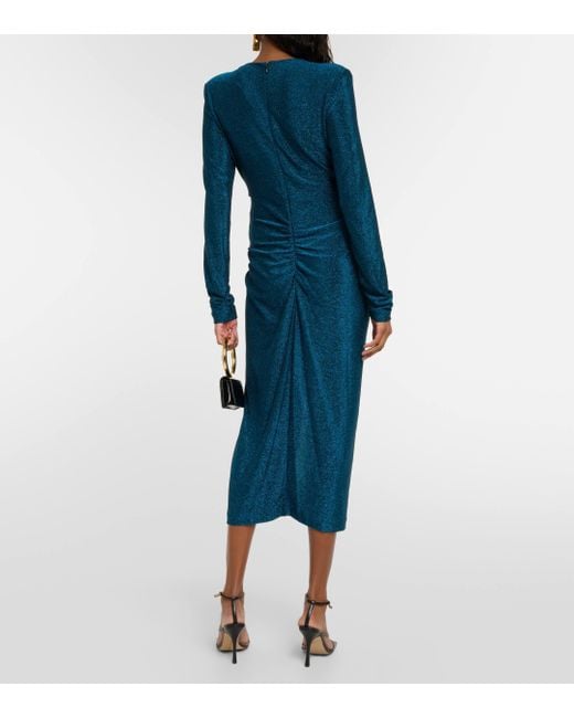 Diane von Furstenberg Blue Hades Glittered Stretch-jersey Midi Dress