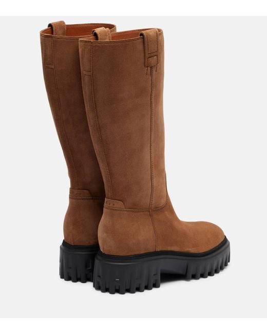 Hogan Brown H700 Stivali Suede Knee-High Boots