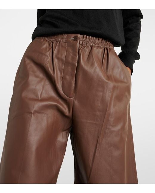 Joseph Brown Leather Sweatpants