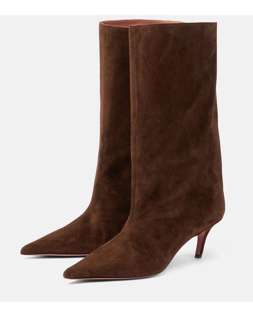 AMINA MUADDI Brown Stiefel Fiona 60 Aus Veloursleder