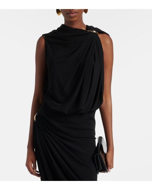 Sportmax Black Draped Crepe Top