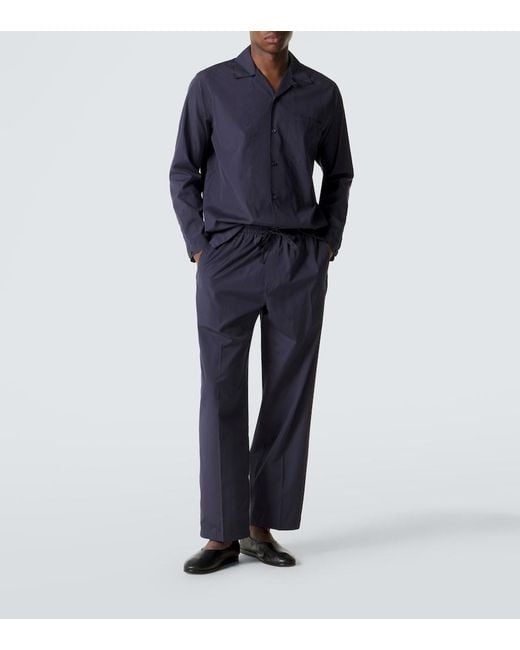 Umit Benan Blue Havana Cotton And Silk Shirt for men