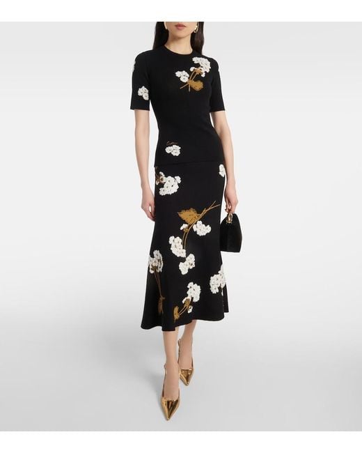 Erdem Black Bloom Mini Velvet Tote Bag