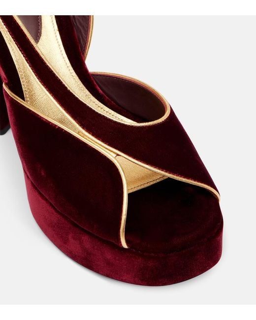 Etro Red 120 Velvet Platform Sandals