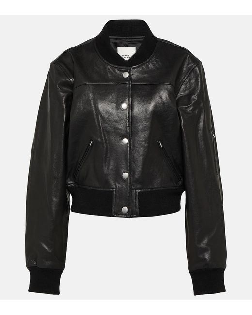 Isabel Marant Black Adriel Leather Bomber Jacket