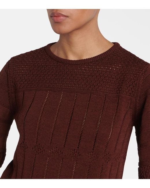 Eres Red Reverie Open-Knit Cotton-Blend Top