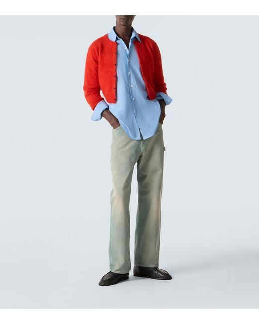 Auralee Red Alpaca Cardigan for men