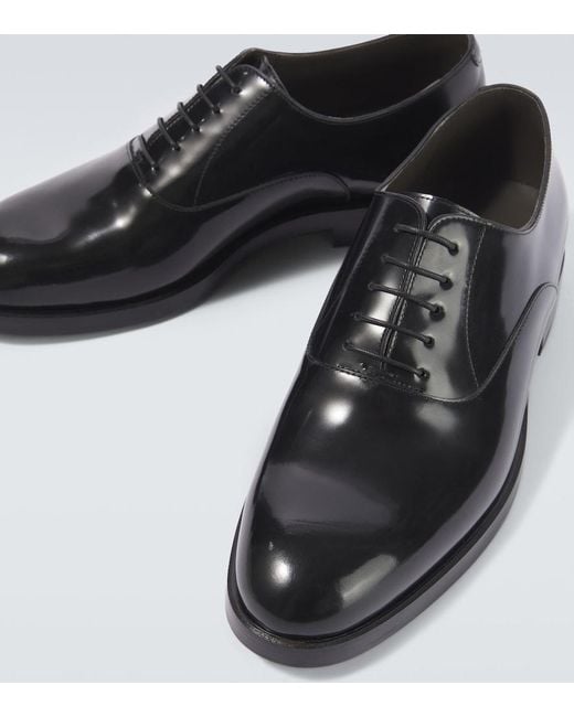 Brunello Cucinelli Black Leather Oxford Shoes for men