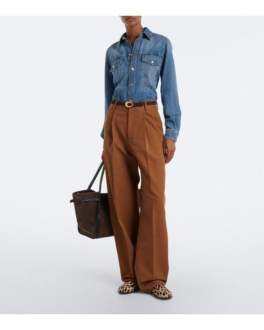Tod's Brown Cotton Wide-Leg Pants