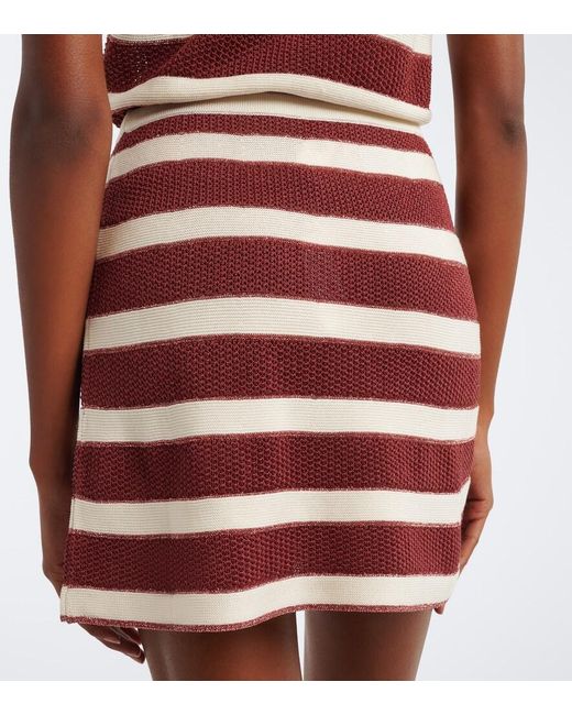 Eres Red Intervalle Knitted Striped Cotton-Blend Lame Miniskirt