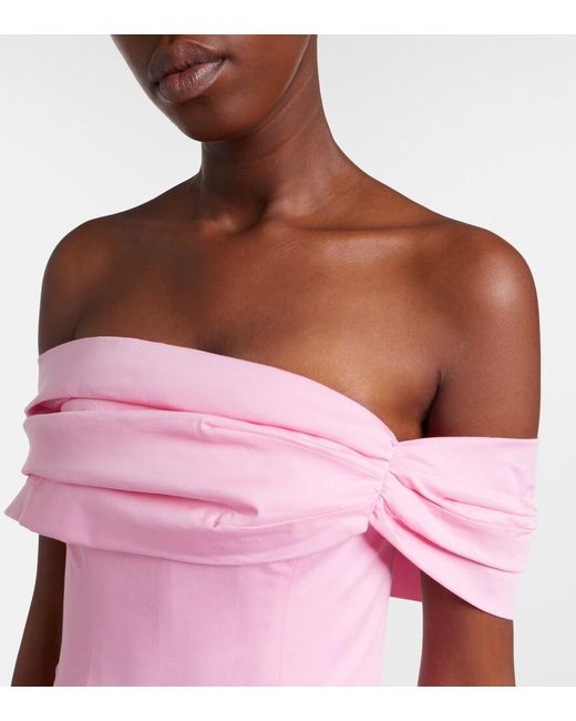Rebecca Vallance Pink Dianthe Off-Shoulder Bustier Gown