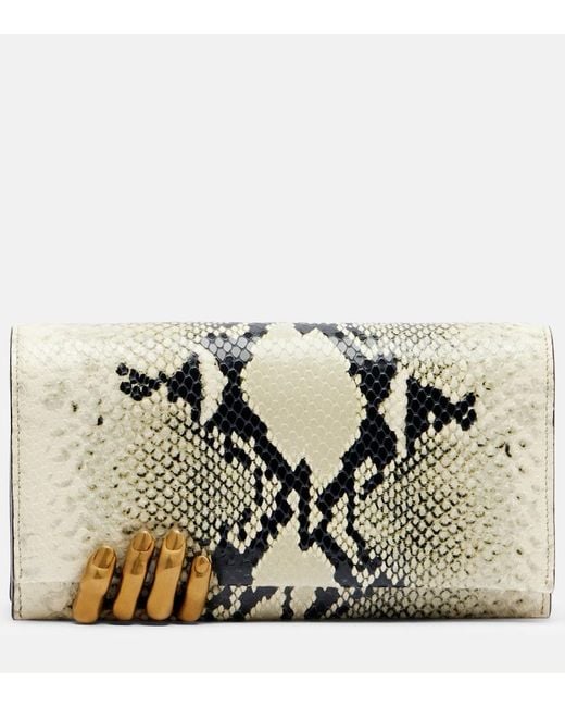 Khaite Metallic Sculpted Hand Snake-Effect Leather Clutch