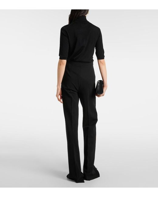 Max Mara Black Norcia Pleated Jersey Straight Pants