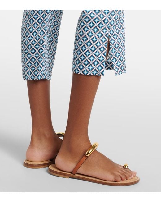 Max Mara Blue Facella Printed Cotton Wide-Leg Jeans
