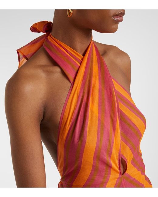 Eres Orange Bedrucktes Maxikleid Neree Aus Baumwoll-Voile