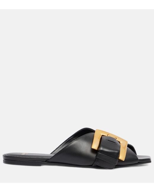 Balmain Black Anthem Leather Sandals