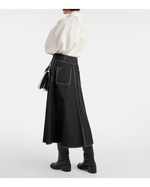Max Mara Black Yamato High-rise Cotton And Linen-blend Midi Skirt