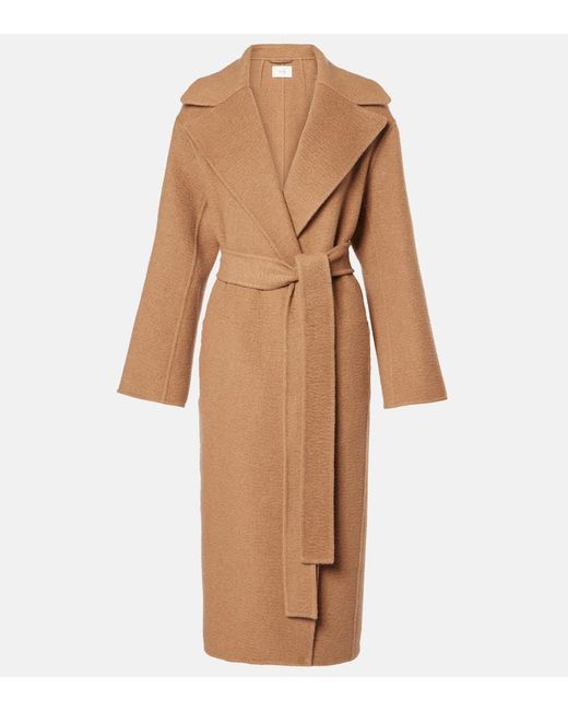 The Row Brown Malika Wool Wrap Coat