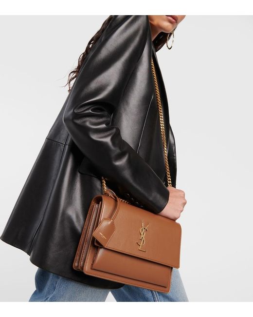 Saint Laurent Brown Sunset Medium Leather Shoulder Bag