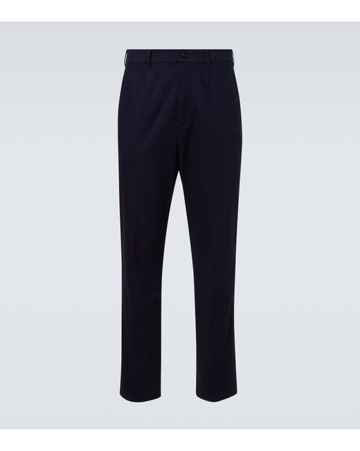 Dunhill Blue Cotton-Blend Tapered Pants for men