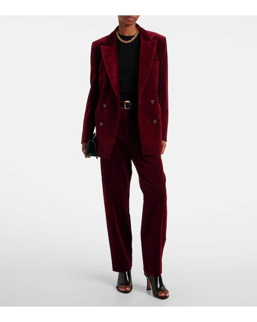 Blazé Milano Red Everynight Double-Breasted Cotton Velvet Blazer