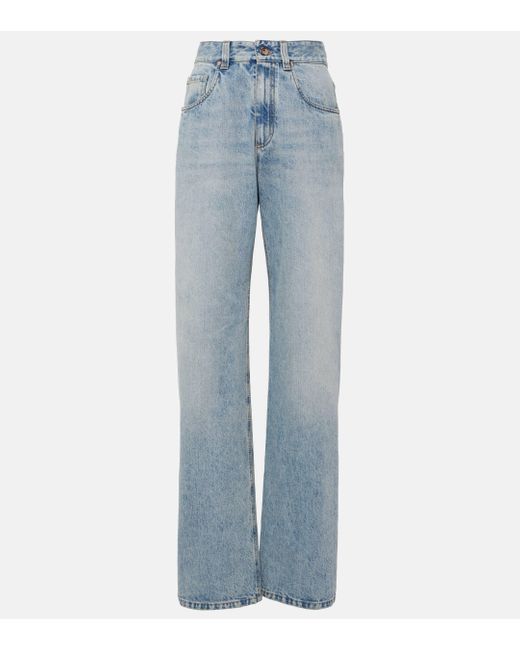 Brunello Cucinelli Blue High-rise Straight Jeans