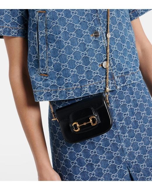 ショルダーバッグ・ポシェット GUCCI BLACK LEATHER MINI GUCCI HORSEBIT 1955 SHOULDER BAG Gucci Horsebit 1955 Mini Shoulder Bag in Black Leather — UFO