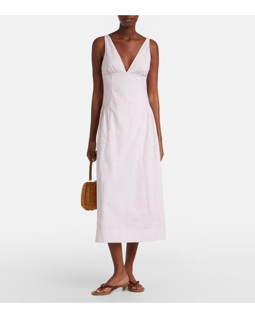 Posse Pink Lindie Cotton Poplin Midi Dress