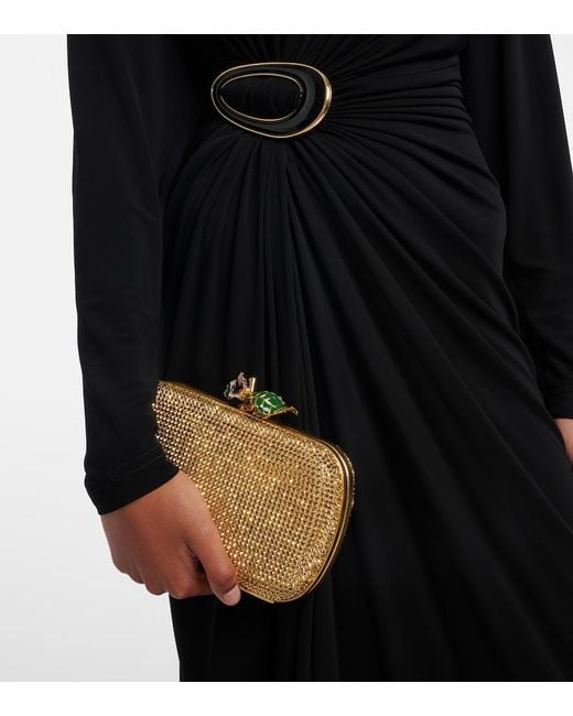 Bottega Veneta Metallic Knot Embellished Leather Clutch