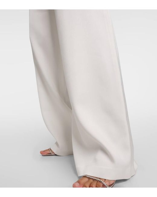 Pantalones anchos de saten de tiro alto Alex Perry de color White