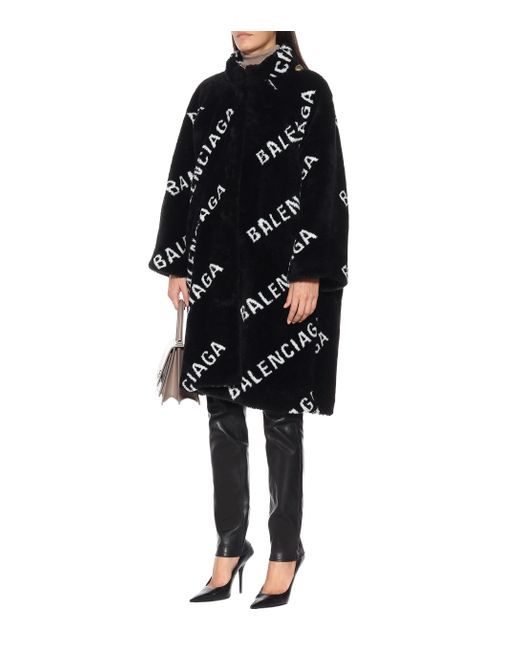 Balenciaga Logo Faux Fur Coat in Black / White (Black) - Save 39% | Lyst  Canada