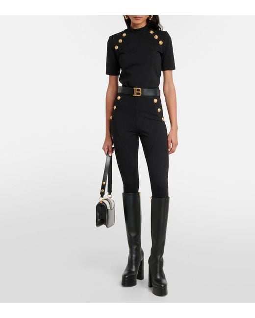Balmain Black Raglan Stretch T-Shirt