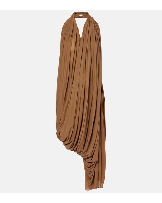 Vestido De Coctel Drapeado Con Espalda Abierta Magda Butrym de color Brown