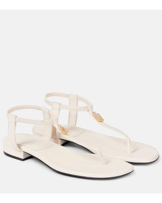 Loro Piana White Verzierte Sandalen Mindil Aus Leder