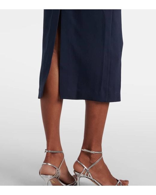 Self-Portrait Blue Hemdblusenkleid Aus Satin Mit Kristallen
