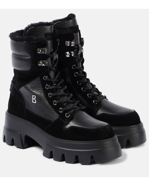 Bogner Black Sapporo Leather Lace-Up Boots