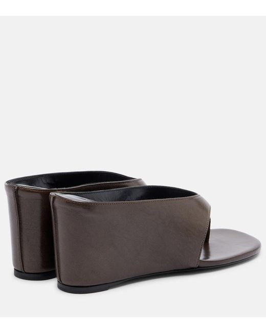 Jude Black Yaga Leather Wedge Thong Sandals