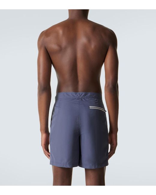 Brunello Cucinelli Blue Logo Swim Trunks for men